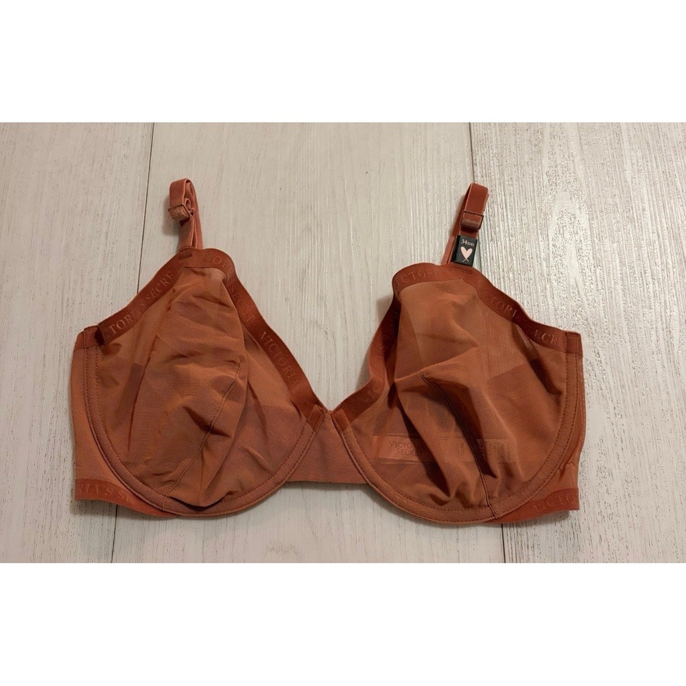 NWT Victoria's Secret Unline Bra Sz 34DD Brown Sheer